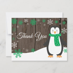 Remerciements Carte de remerciement pingouin d'hiver flocon de n