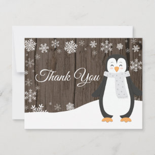 Remerciements Carte de remerciement Pingouin d'hiver Flocon de n
