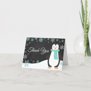 Remerciements Carte de remerciement pingouin hiver flocon sarcel