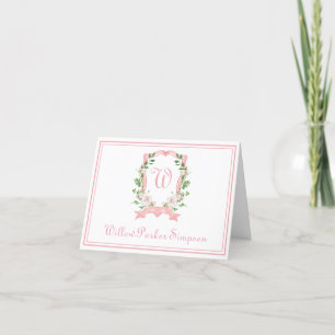 Remerciements Carte de remerciement pliée à armoiries florales