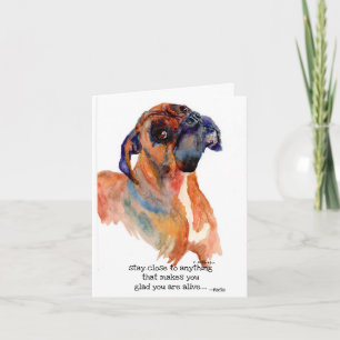 Remerciements carte de remerciement pliée aquarelle boxer doux e
