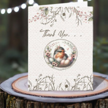 Carte de remerciement pliée aquarelle oiseau