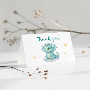 Remerciements Carte de remerciement pliée de bébé dragon mignon