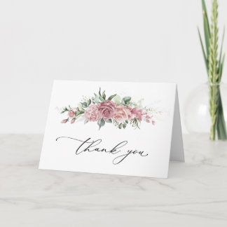 Remerciements Carte de remerciement pliée mariage floral rose po