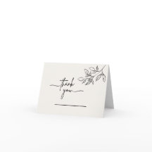 Carte de remerciement pliée minimaliste