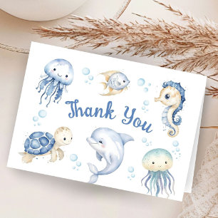 Remerciements Carte de remerciement pliée pour Baby Shower garço