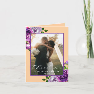 Remerciements Carte de remerciement pliée pour mariage avec phot