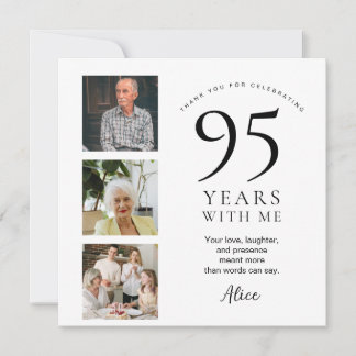 Remerciements Carte de remerciement pour 95e anniversaire avec p