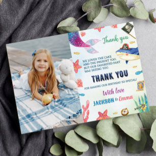 Remerciements Carte de remerciement pour anniversaire Sirènes et