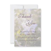 Carte de remerciement pour Baby Shower au lilas