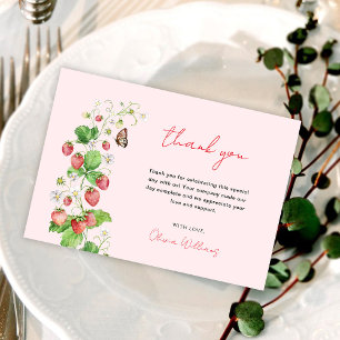 Remerciements Carte de remerciement pour Baby Shower aux fraises