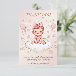 Remerciements Carte de remerciement pour baby shower fille
