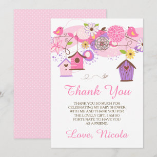 Remerciements Carte de remerciement pour Baby Shower Fleurs rose