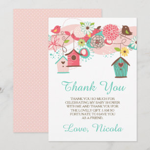 Remerciements Carte de remerciement pour Baby Shower Fleurs Rose