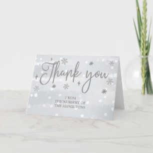Remerciements Carte de remerciement pour Baby Shower Flocons de