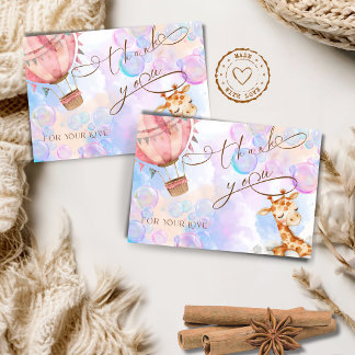 Remerciements Carte de Remerciement pour Baby Shower Pastel Gira