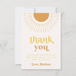 Remerciements Carte de remerciement pour Baby Shower Thème Solei