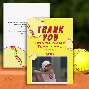 Remerciements Carte de remerciement pour l'entraîneur de softbal