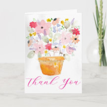 Carte de remerciement pour pot de fleurs