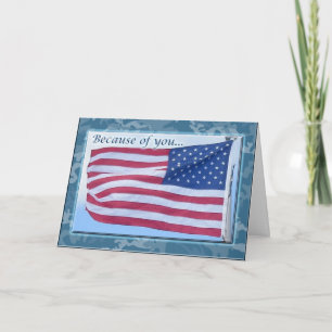 Remerciements Carte de remerciement pour soldat du drapeau améri