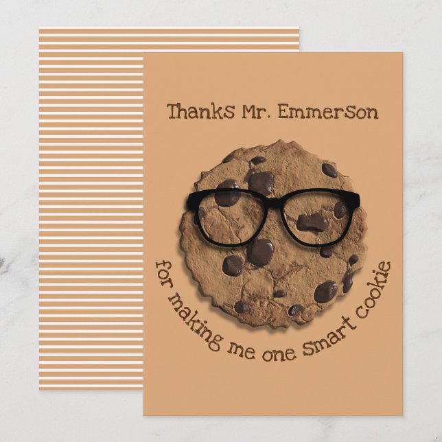 Remerciements Carte de remerciement pour un professeur, un cooki (Devant / Derrière)