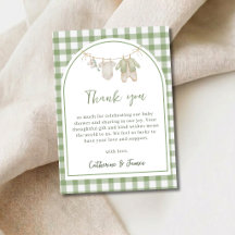 Carte de remerciement pour une baby shower avec de