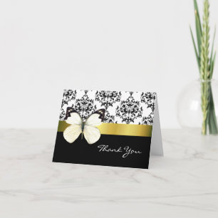 Remerciements Carte de remerciement Pretty Damask & Butterfly