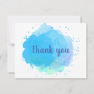 Remerciements Carte de remerciement professionnelle aquarelle bl