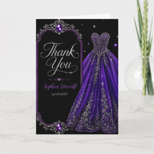 Remerciements Carte de remerciement Purple Jewel Sweet 16
