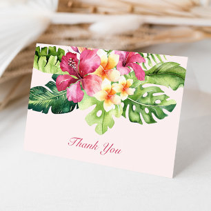 Remerciements Carte de remerciement rose florale tropicale éléga