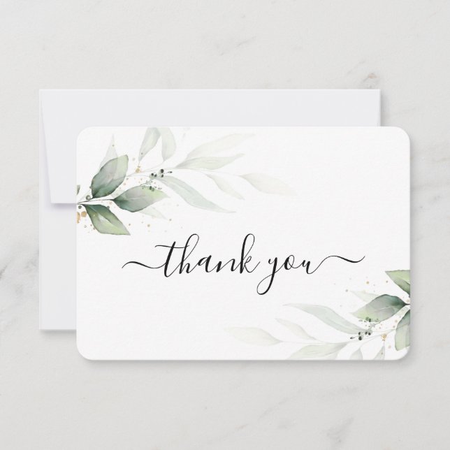 Remerciements Carte de remerciement simple aux feuilles de verdu (Devant)