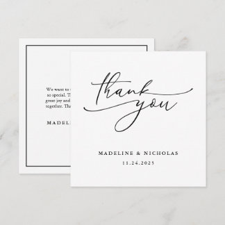 Remerciements Carte de remerciement simple en calligraphie noir 