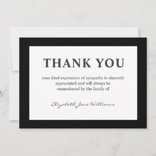Remerciements Carte de remerciement simple funérailles bordure n
