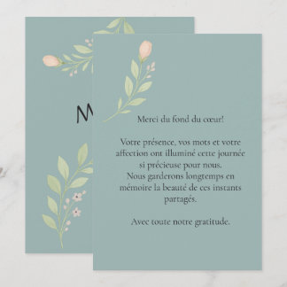 Remerciements Carte de remerciement simple,mariage floral