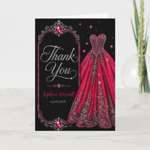 Remerciements Carte de remerciement Sweet 16 Rose Chaud Bijou