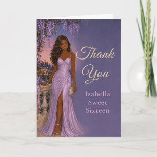 Remerciements Carte de remerciement Sweet Sixteen Fleurs Violett