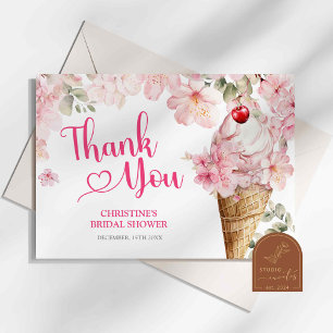 Remerciements Carte de remerciement thème glace rose florale d'é