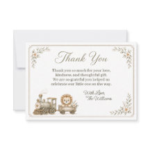 Carte de remerciement Train Safari Baby Sprinkle