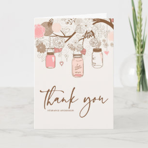 Remerciements Carte de remerciement Vintage Pink Mason Jars Flor