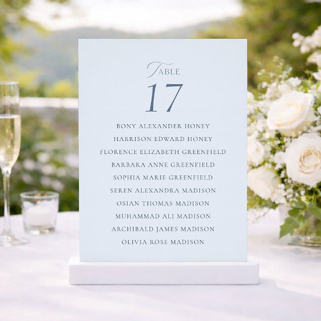 Remerciements Carte de Repérage de Table de Mariage Bleu Poussié (Créateur téléchargé)