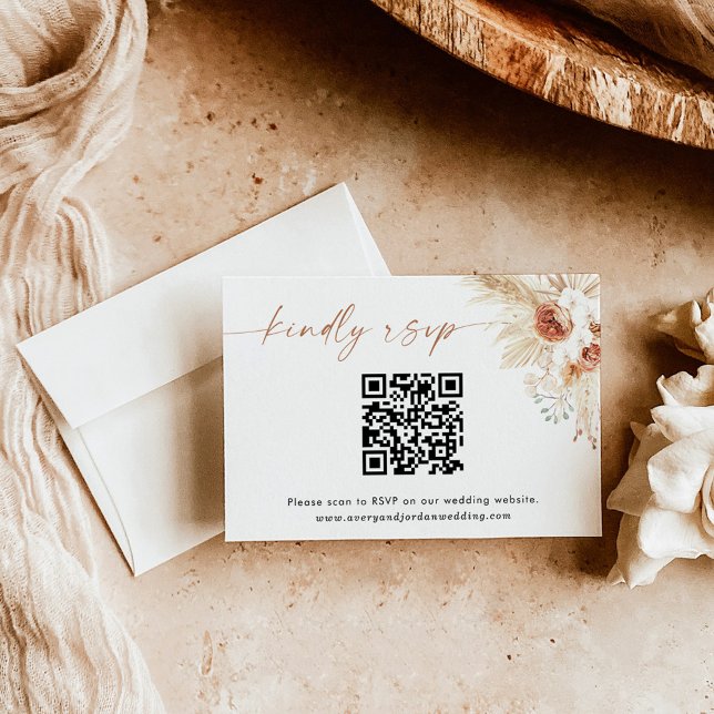 Remerciements Carte de réponse de code QR | Carte RSVP Boho Wedd (Créateur téléchargé)