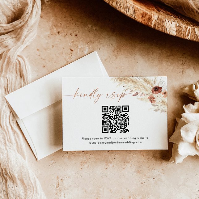 Remerciements Carte de réponse de code QR | Carte RSVP Boho Wedd (Créateur téléchargé)