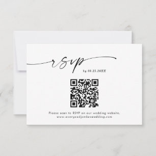Remerciements Carte de réponse de code QR   Mariage minimaliste 