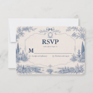 Remerciements Carte de réponse RSVP Toile de Jouy Lieu Histoire