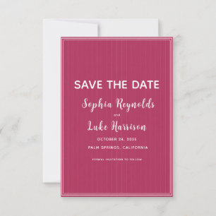 Remerciements Carte de sauvegarde de date rétro rose magenta à r