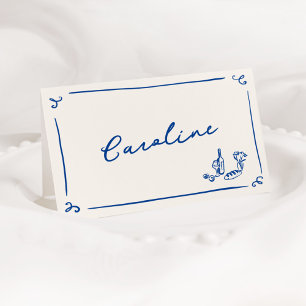 Remerciements Carte de table marine dessinée à la main de manièr