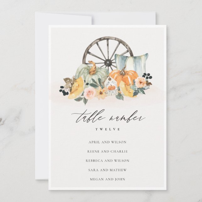 Remerciements Carte de table Rustic Fall Citrouille Leafating Ch (Devant)