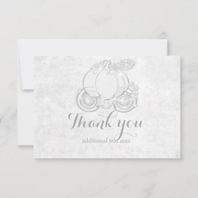 Remerciements Carte de transport Cinderella White Silver Princes (Devant)