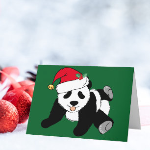 Remerciements Carte de vacances Noël Panda Bear Santa Hat