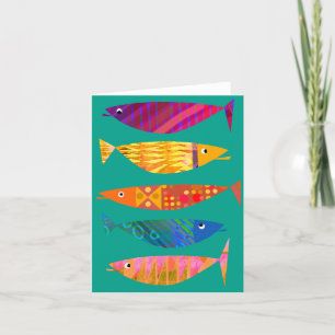 Remerciements Carte de voeux à cinq poissons colorés